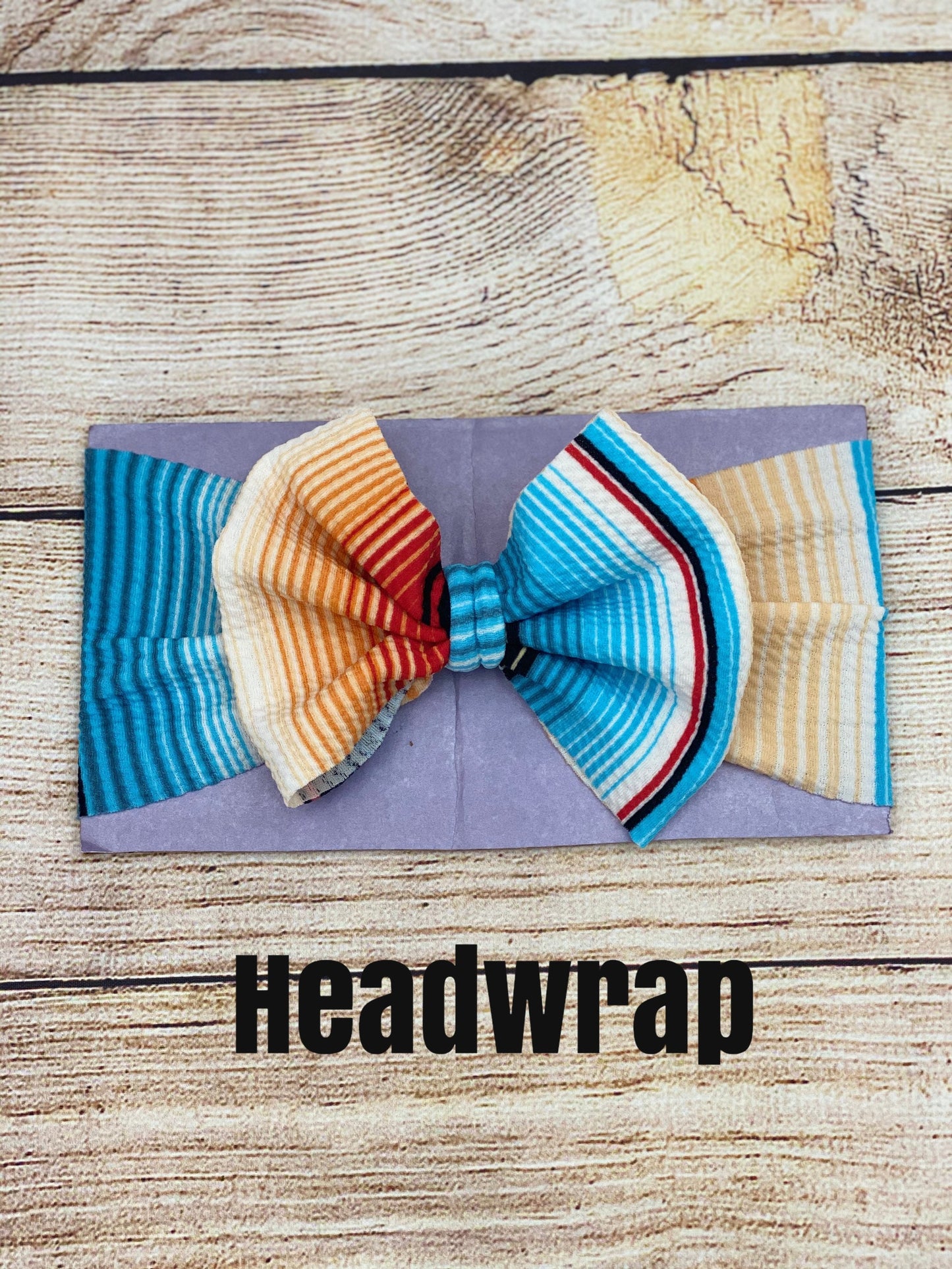Blue/ Orange Serape Baby Girl Bell Bottoms and Bow Set