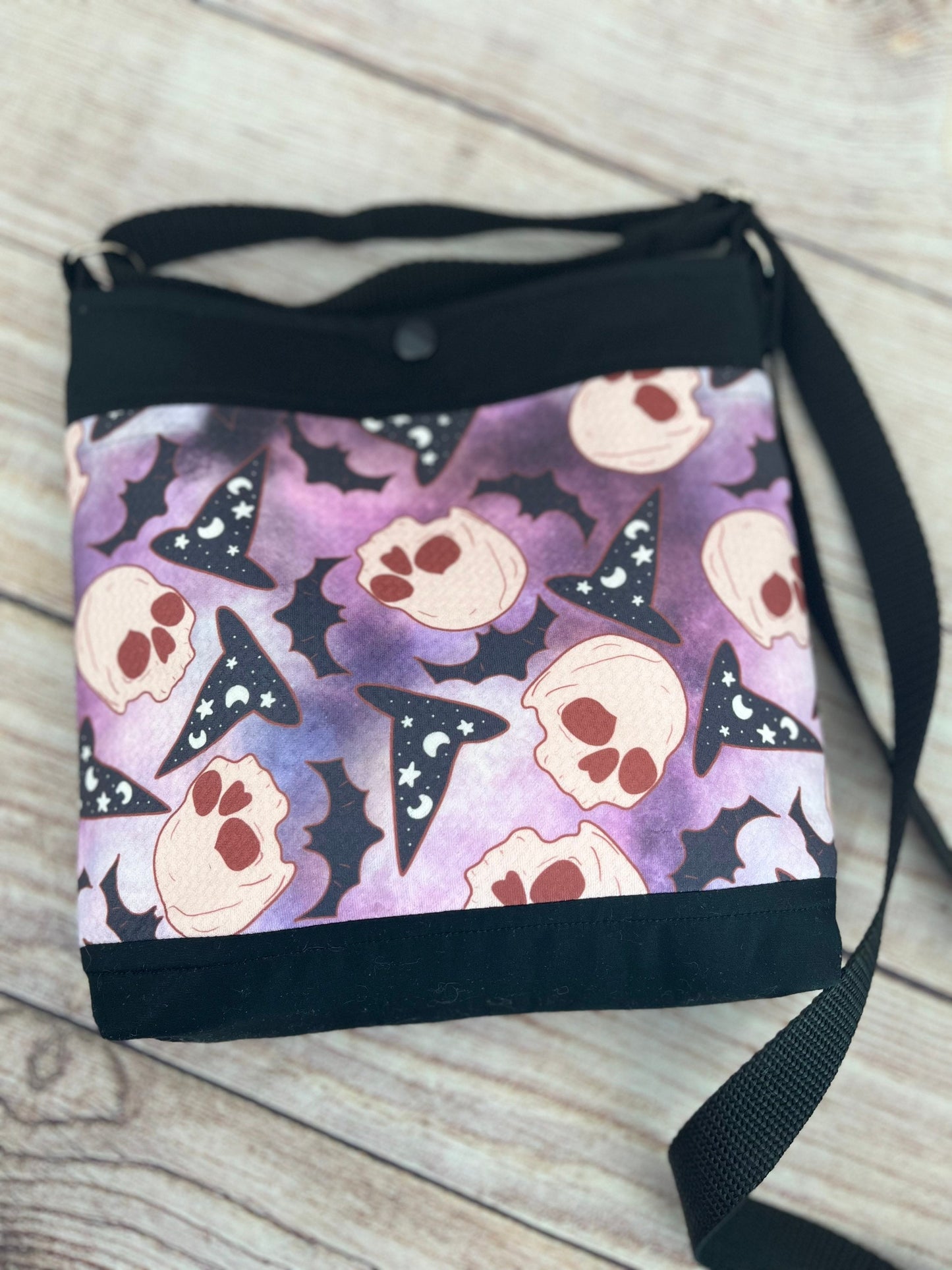 Witches Brew/ Witch Hats, Skulls and Bats Crossbody/ Halloween/ Spooky Season / Messenger Purse