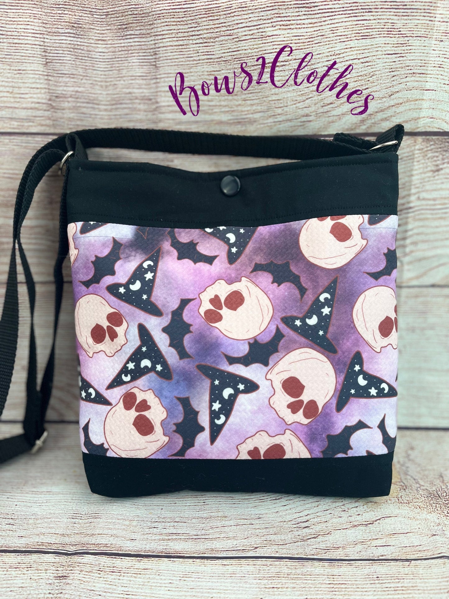 Witches Brew/ Witch Hats, Skulls and Bats Crossbody/ Halloween/ Spooky Season / Messenger Purse
