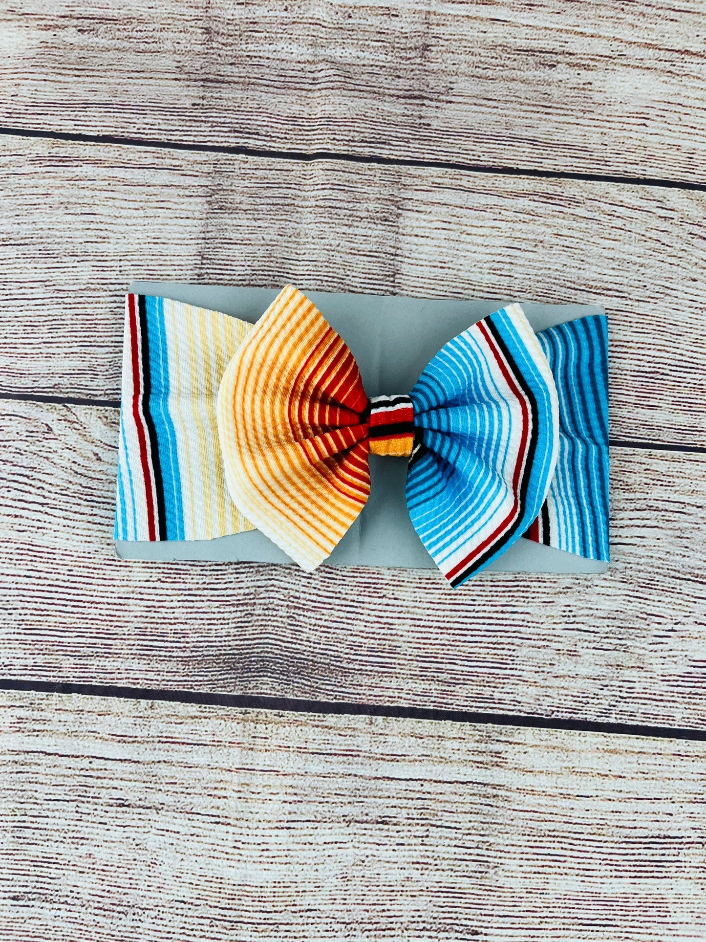 Orange/ Blue Serape Stripe High Waisted Bummies/ Baby Girl High Waisted Shorts/ Bummies and Headwrap Bow Set