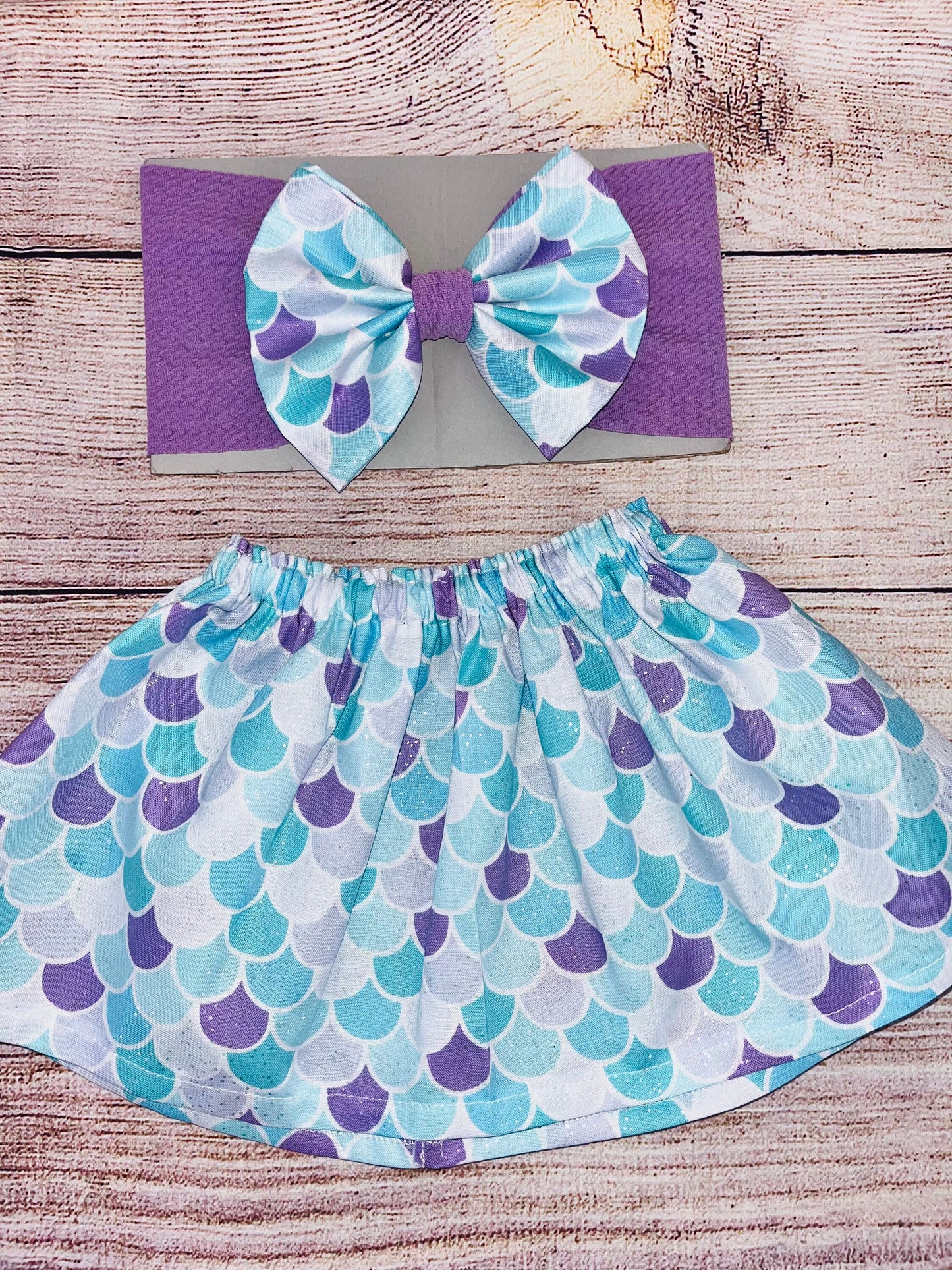 Mommy’s Little Mermaid/ Bodysuit, Skirt and Headwrap/ Mermaid Outfit