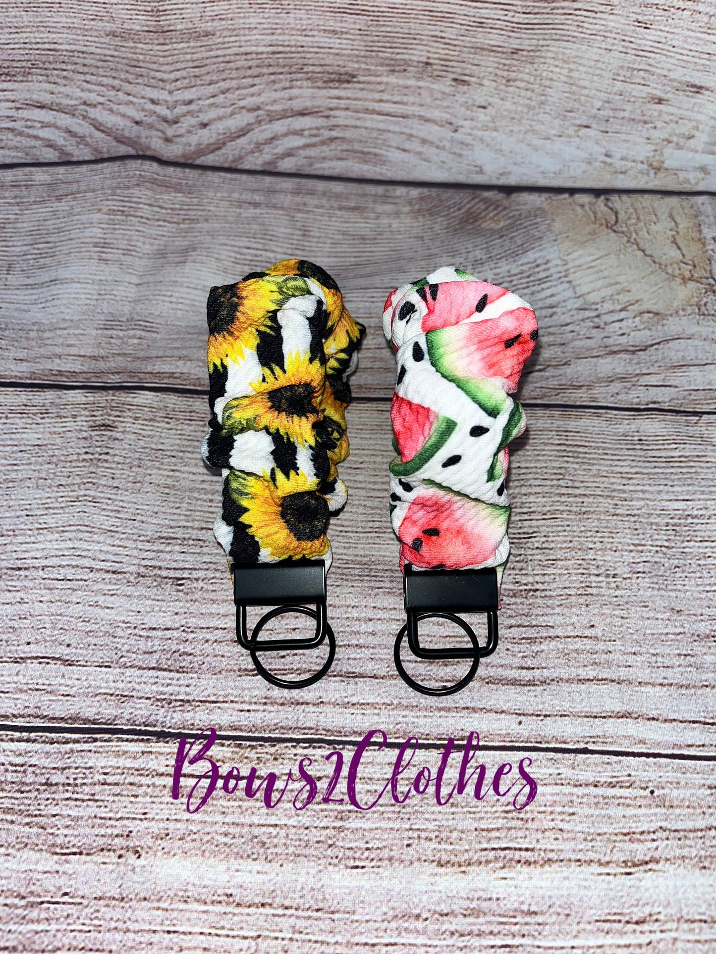 Sunflower and/or Watermelon Scrunchie Key Fob Wristlet/ Wristlet keychain/ Scrunchies