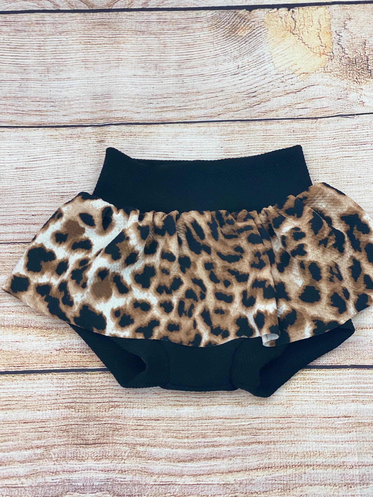 Animal Print/ Leopard High Waisted Bummies/ Baby Girl High Waisted Skirted Bummies and Headwrap Bow Set