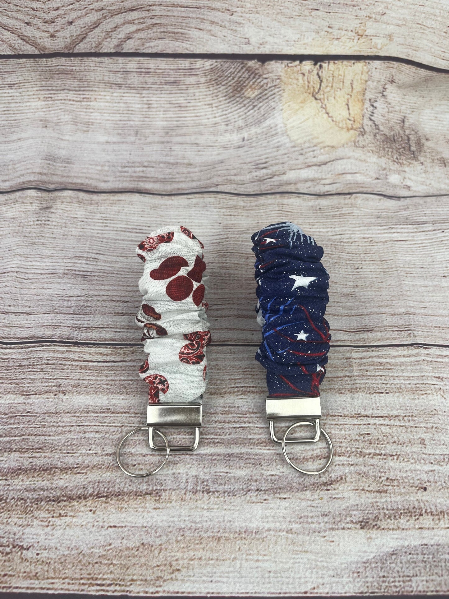 4th of July/ Paw Print/ Firework Scrunchie Key Fob Wristlet/ Wristlet keychain/ Scrunchies